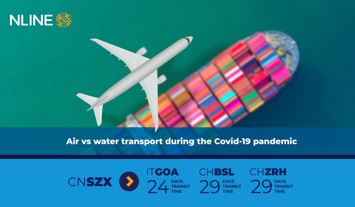 Air vs water transport during the Covid-19 pandemic