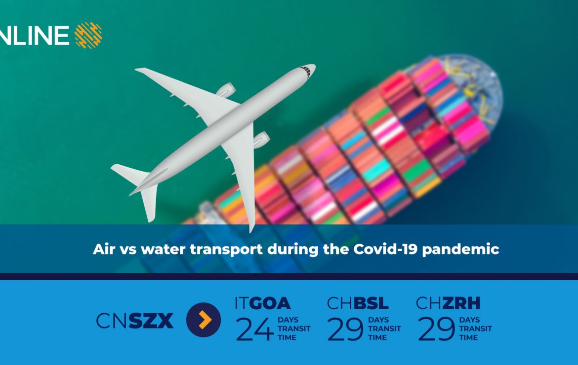 Air vs water transport during the Covid-19 pandemic